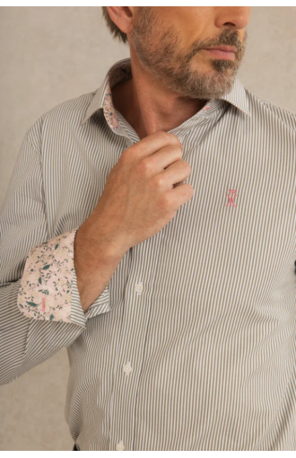 Chemise Conrad regular à rayures classiques romarin