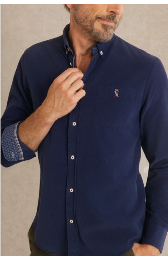 Chemise Chris regular velours côtelé bleu