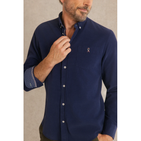 Chemise Chris regular velours côtelé bleu