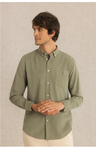 Chemise Chris regular velours côtelé vert