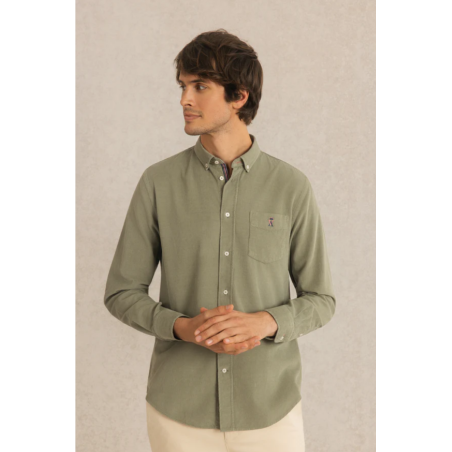 Chemise Chris regular velours côtelé vert