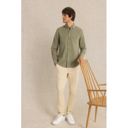 Chemise Chris regular velours côtelé vert
