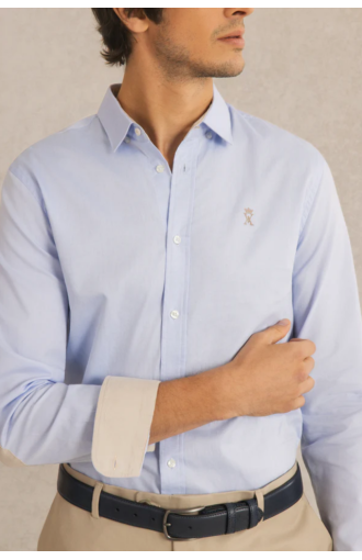 Chemise homme slim en Oxford bleu