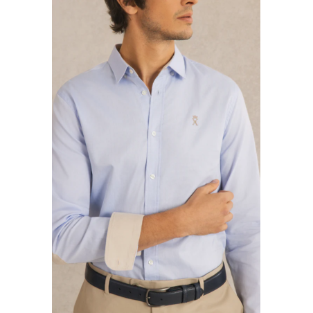 Chemise homme slim en Oxford bleu