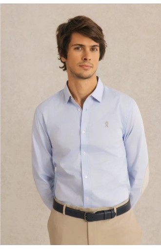 Chemise homme slim en Oxford bleu