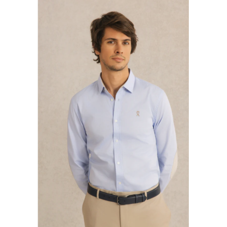 Chemise homme slim en Oxford bleu