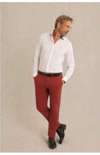 Chemise Clovis slim en popeline stretch blanc