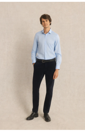 Chemise Clovis slim en popeline stretch bleu ciel