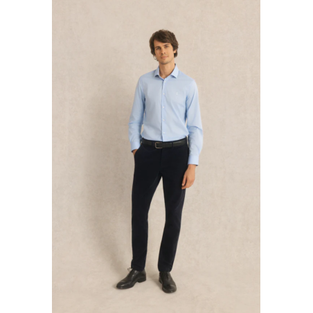 Chemise Clovis slim en popeline stretch bleu ciel
