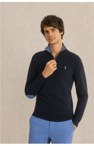 Pull col zippé Keaton bleu marine