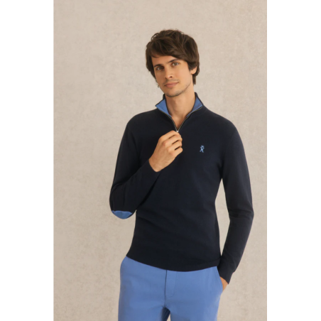 Pull col zippé Keaton bleu marine