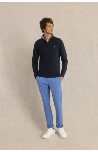 Pull col zippé Keaton bleu marine