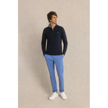 Pull col zippé Keaton bleu marine