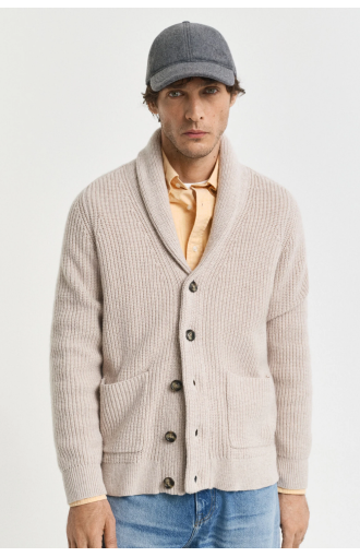 Cardigan laine mélangée beige
