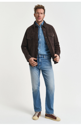 Chemise regular en denim bleu clair