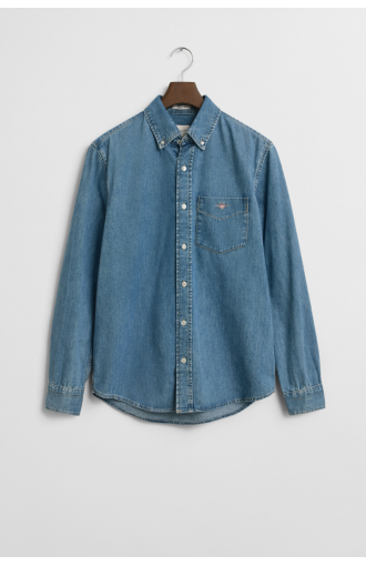 Chemise regular en denim bleu clair