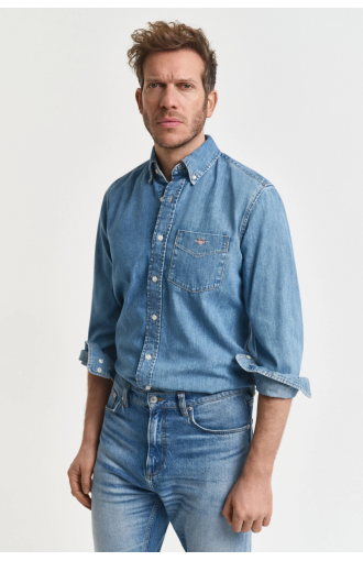 Chemise regular en denim bleu clair