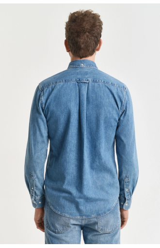 Chemise regular en denim bleu clair