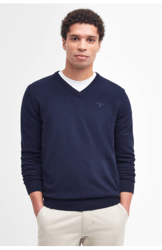 Pull col V essentiel en laine navy