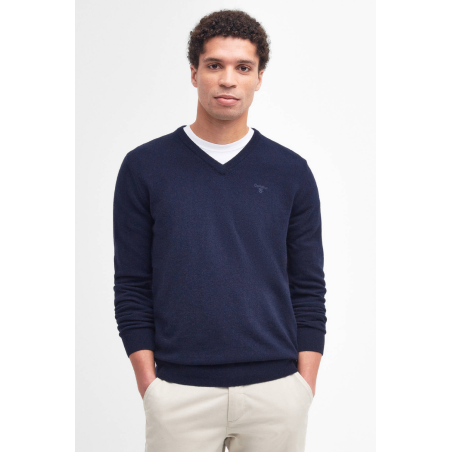 Pull col V essentiel en laine navy