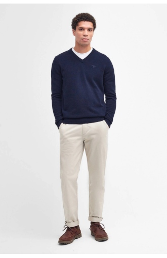 Pull col V essentiel en laine navy