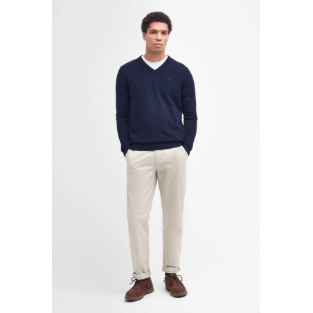 Pull col V essentiel en laine navy