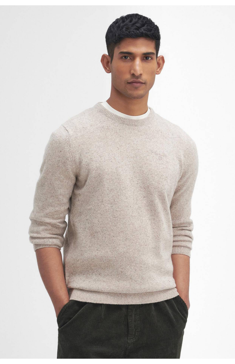 Pull Tisbury col rond laine beige stone