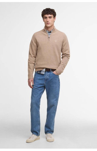 Pull demi-zip Grangetown laine beige