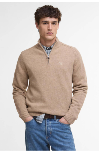Pull demi-zip Grangetown laine beige
