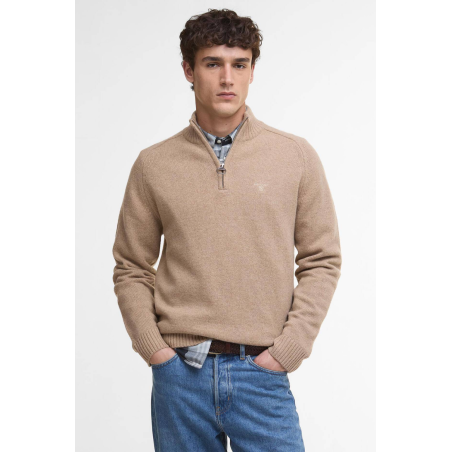 Pull demi-zip Grangetown laine beige