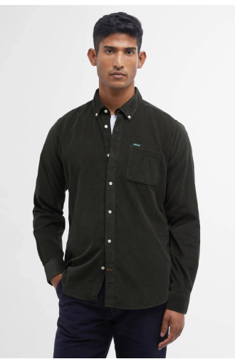 Chemise Ramsey ajustée velours vert forêt