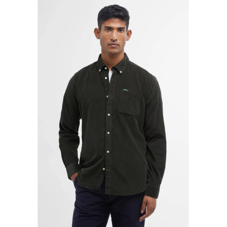 Chemise Ramsey ajustée velours vert forêt