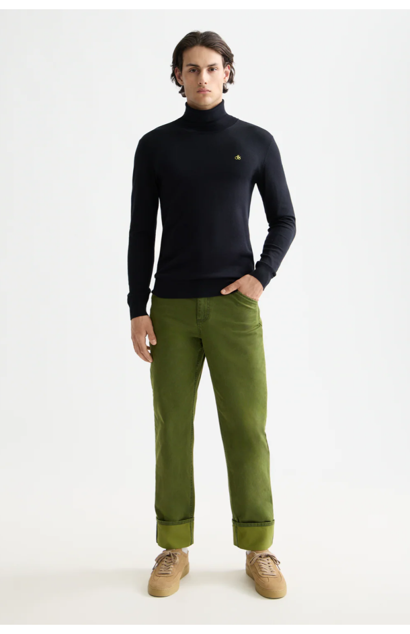 Pull col roulé en maille Ecovero foncé