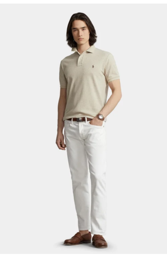 Polo slim fit en coton beige