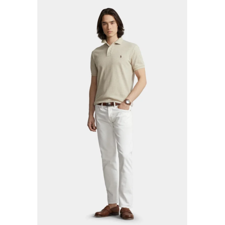 Polo slim fit en coton beige