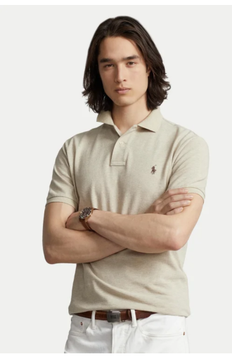 Polo slim fit en coton beige