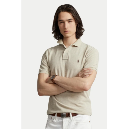 Polo slim fit en coton beige