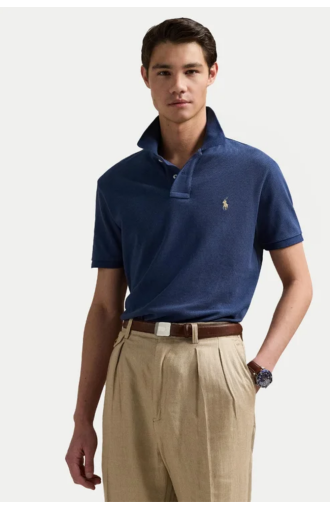 Polo slim fit en coton bleu Rustic Navy