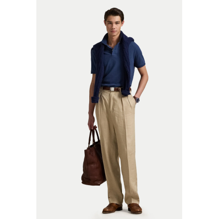 Polo slim fit en coton bleu Rustic Navy