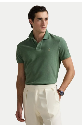 Polo slim fit en coton vert