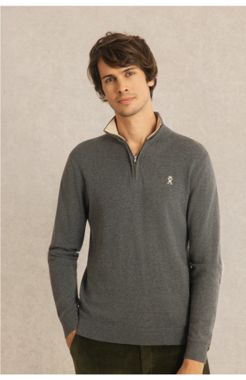 Pull col zippé Keaton gris