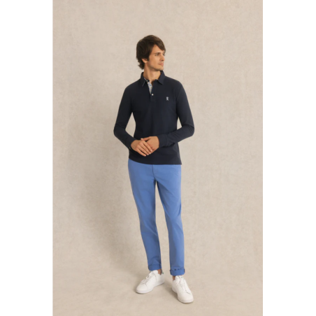 Polo Petersham manche longue bleu marine