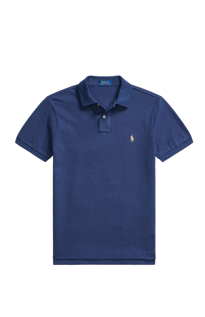 Polo slim fit bleu Rustic
