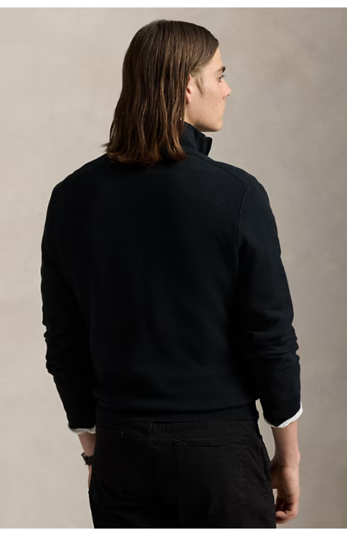 Pull demi-zip coton piqué