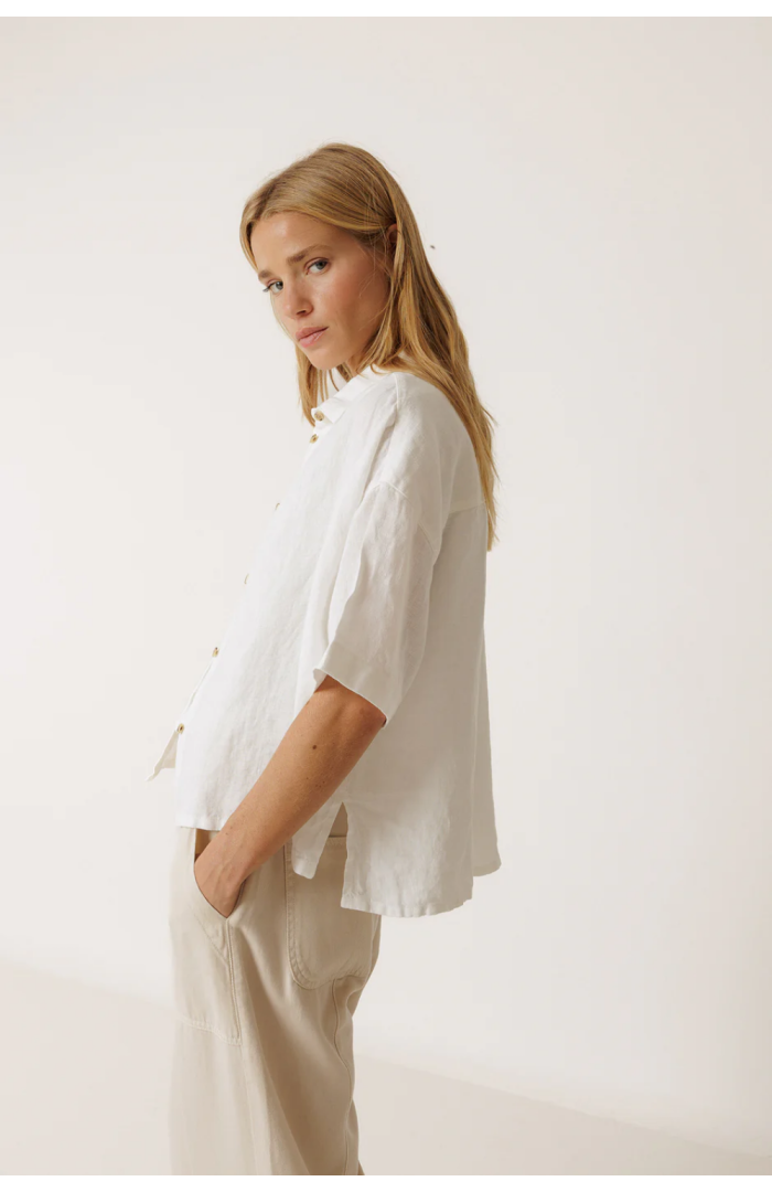 Chemise crop lin