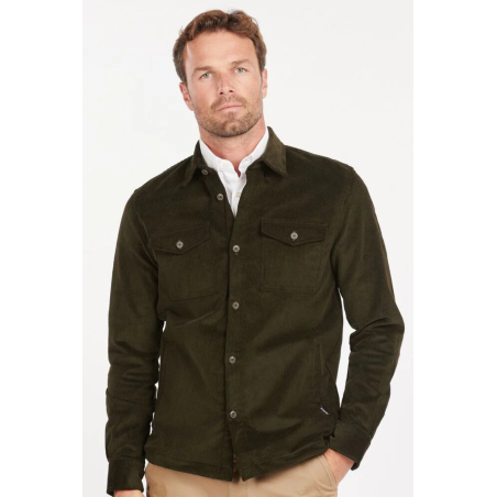 Surchemise en velours côtelé vert olive