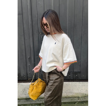 T-shirt oversize bordure crochet
