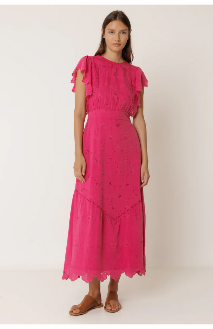 Robe longue broderie suisse