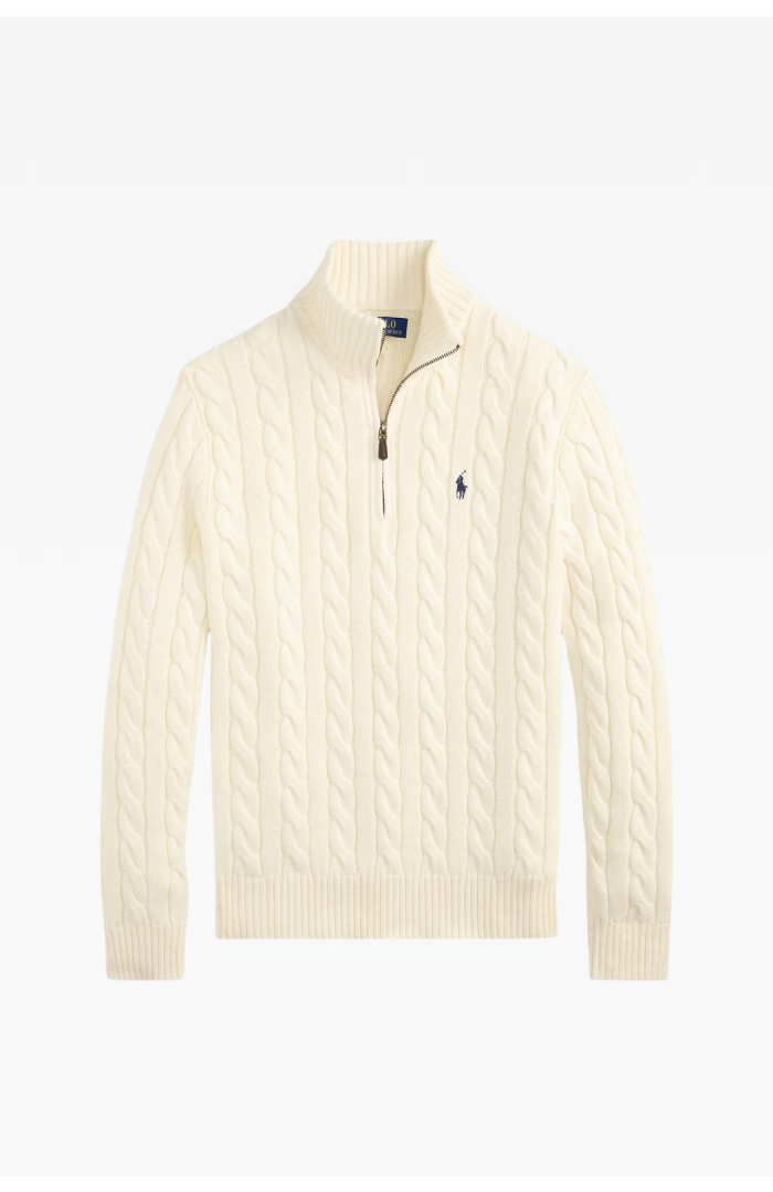 Pull demi-zippé coton torsadé