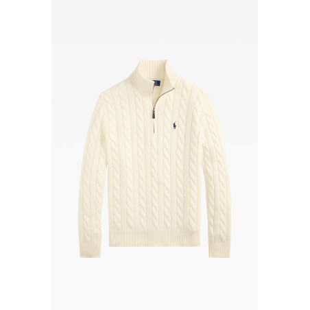 Pull demi-zippé coton torsadé
